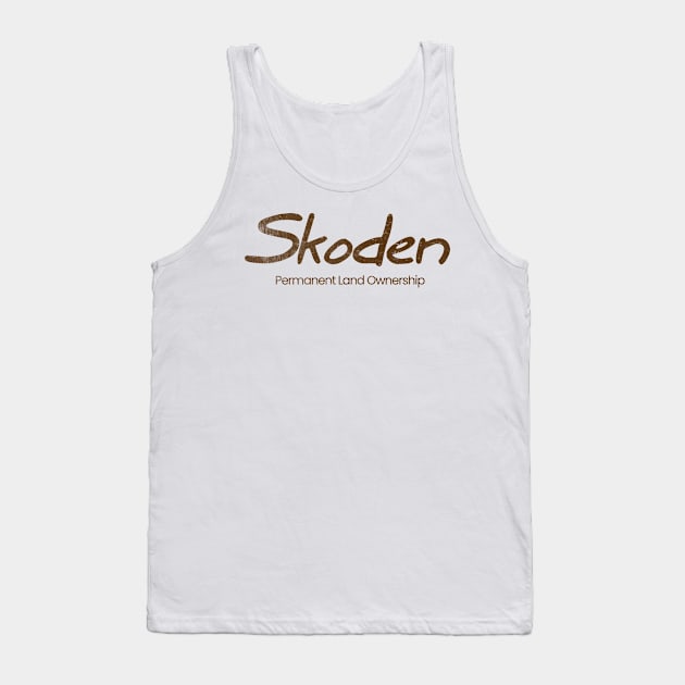 Skoden Permanent Ownership Brown Print Tank Top by Eyanosa